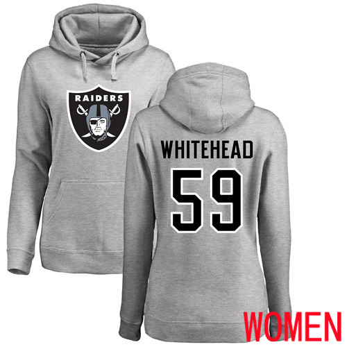 Oakland Raiders Ash Women Tahir Whitehead Name and Number Logo NFL Football #59 Pullover Hoodie Sweatshirts->nfl t-shirts->Sports Accessory